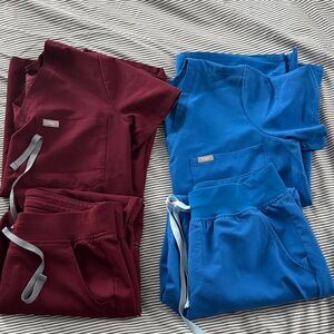 Figs Maroon and Blue Scrub Set